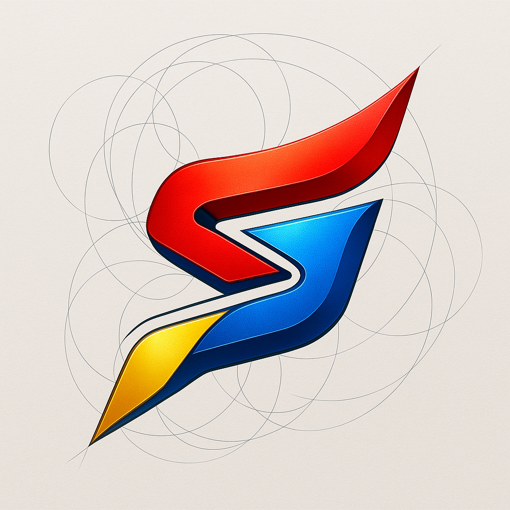 A geometric logo designed using the golden ratio, …