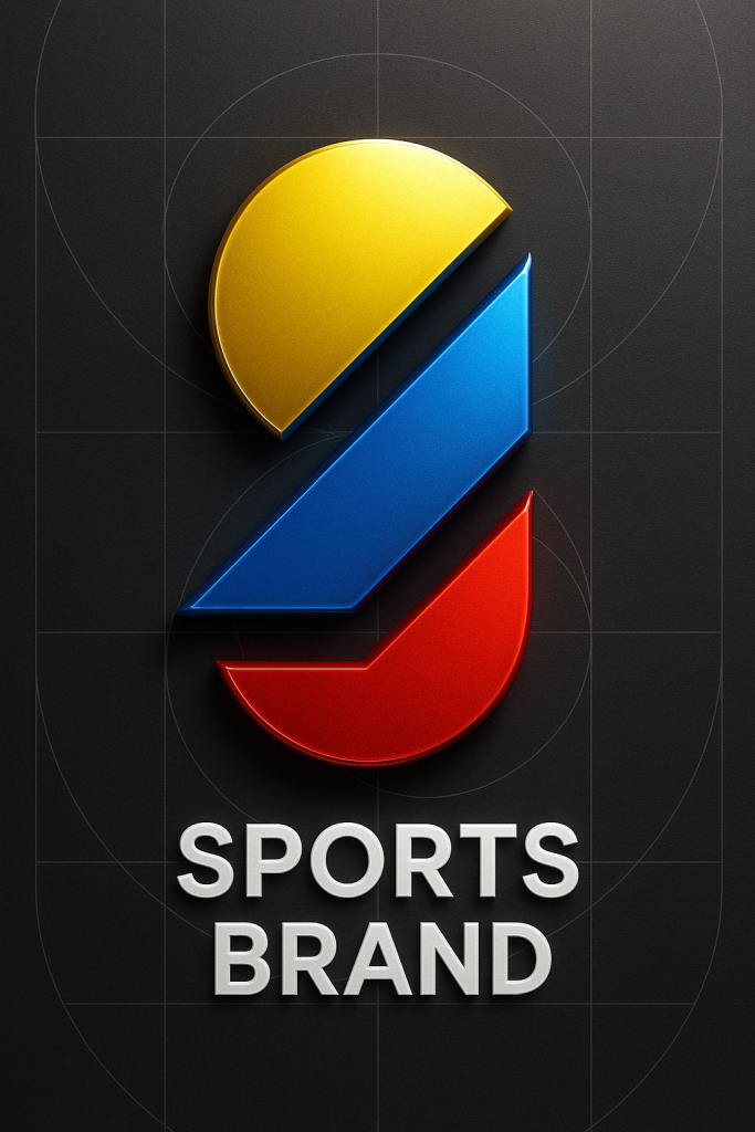 A vertical layout of the geometric sports brand lo…