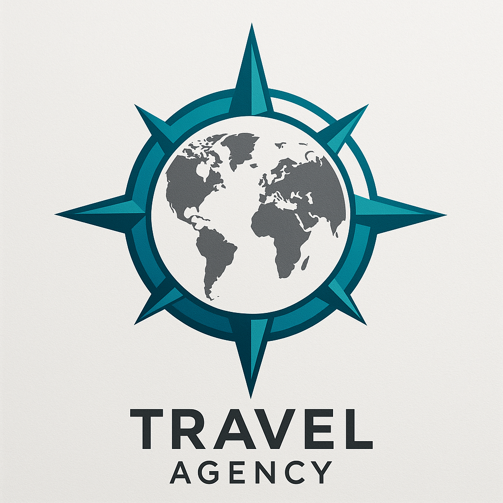 A travel agency logo featuring a geometric compass…