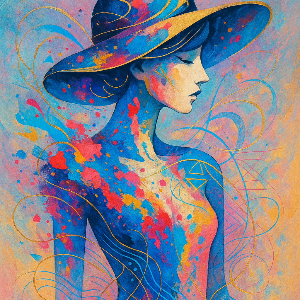 A surreal and abstract depiction of a female figur…