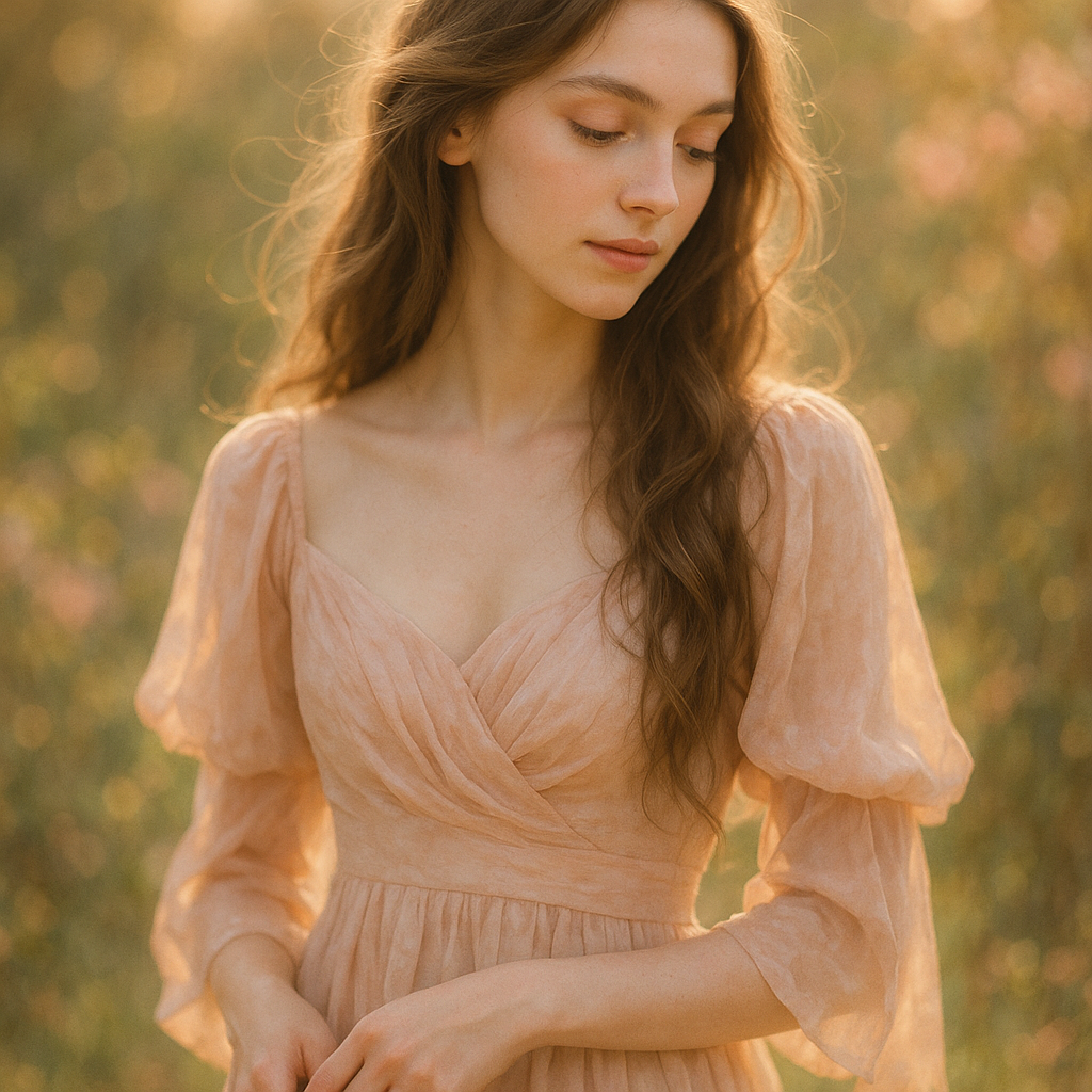 
									A beautiful young woman with delicate features, lo…