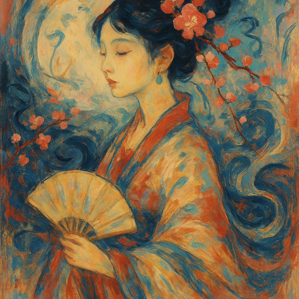 
									An abstract depiction of a Chinese girl, blending …