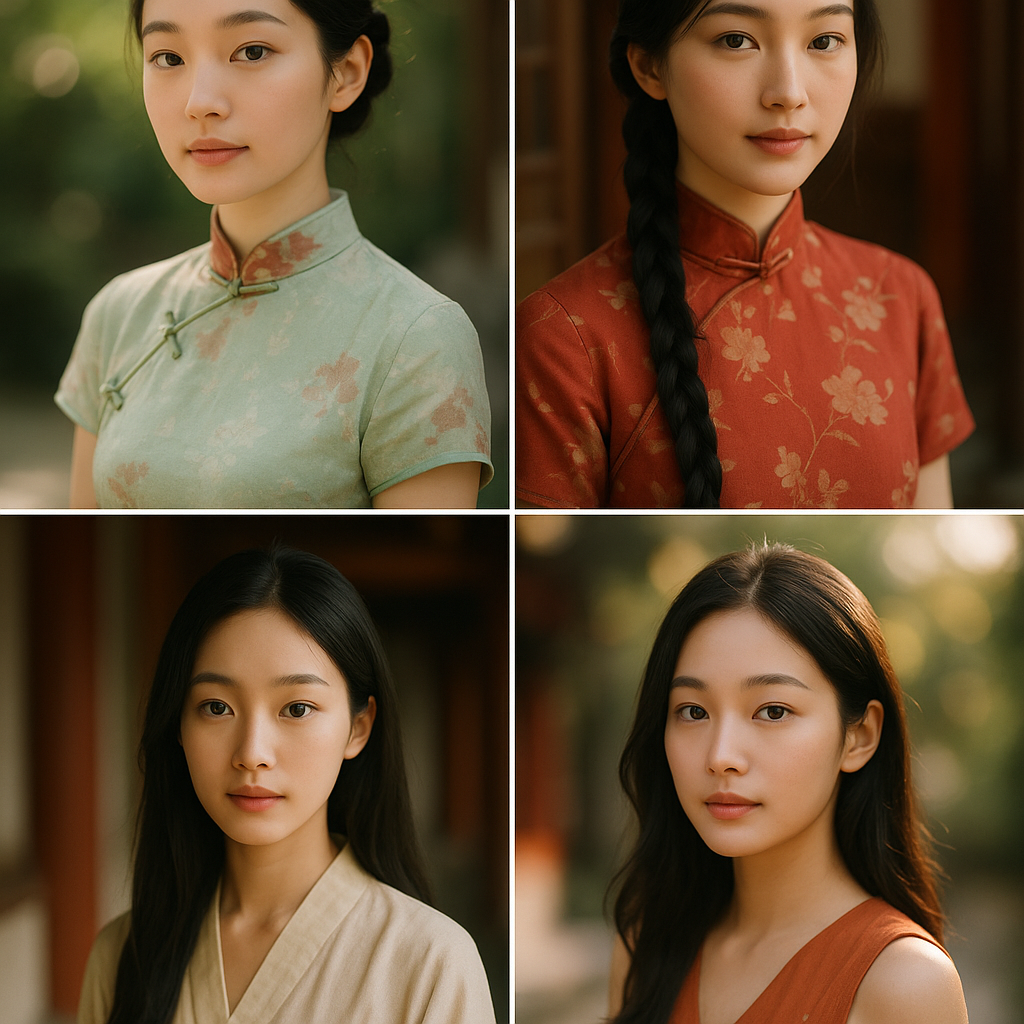 A series of portraits featuring beautiful young Ch…