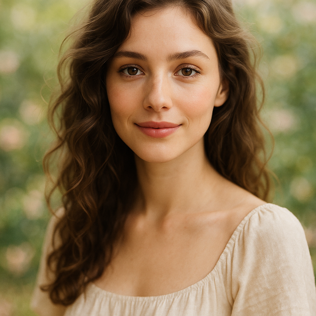 
									A beautiful young woman with delicate features, ra…