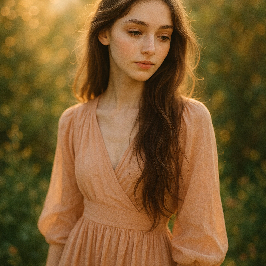 
									A beautiful young woman with delicate features, lo…