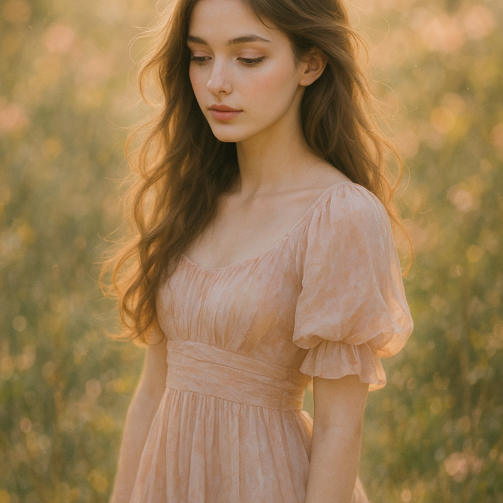 
									A beautiful young woman with delicate features, lo…