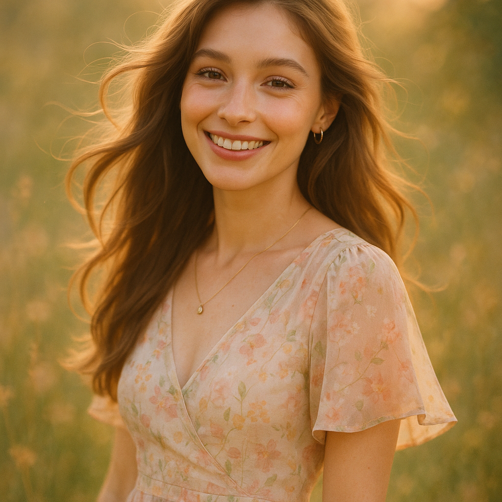 
									A beautiful young woman with delicate features, lo…