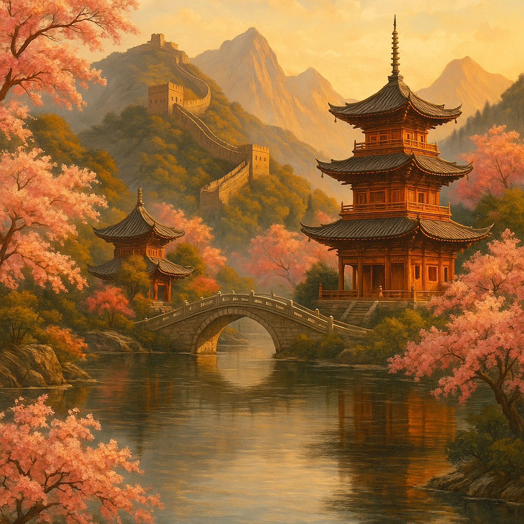 
									A majestic scene of China featuring iconic landmar…