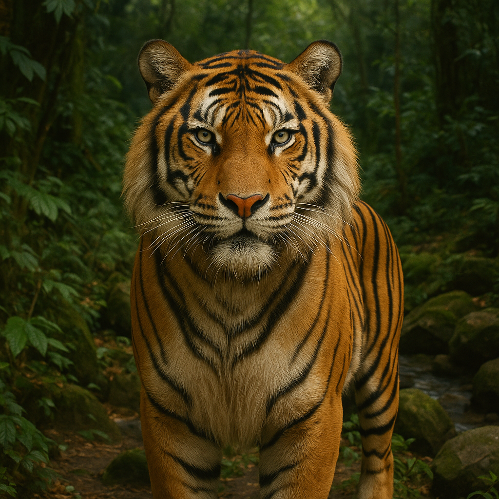 A realistic depiction of a tiger in its natural ha…