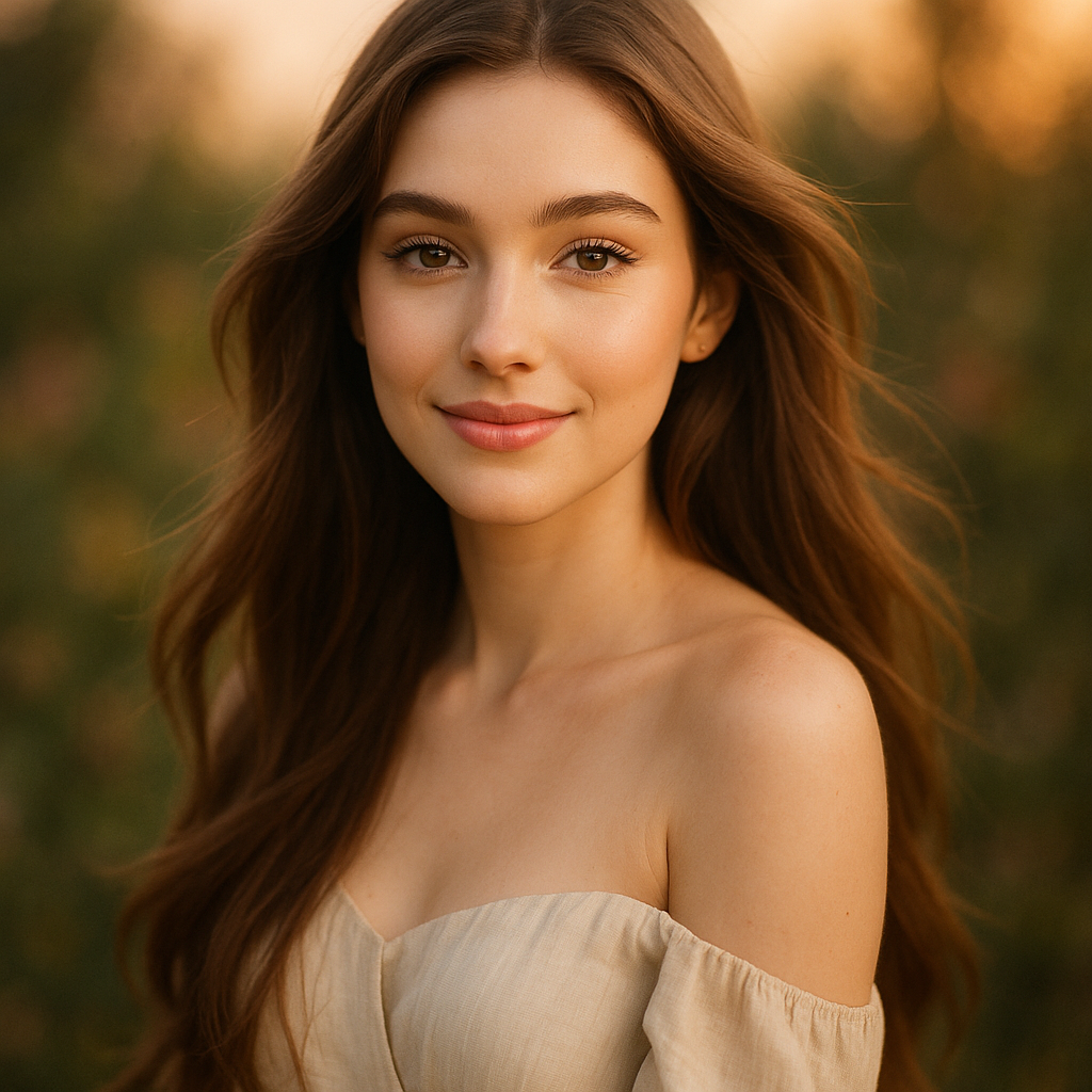 
									A beautiful young woman with delicate features, lo…